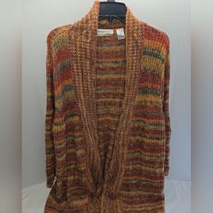 Alfred Dunner Open Front Cardigan V-Neck Autumn Colored Wo's Size1X Long Sleeve